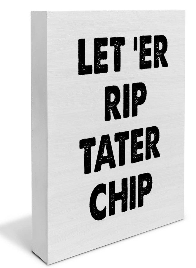 YIDOU Country Let 'Er Rip Funny Restroom Wood Box Sign Decor Desk Sign Humor Bathroom Wooden Box Block Sign Home Shelf Wall Decoration Housewarming Gift - Image 1